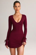 Chic Modal Long-Sleeve Mini Dress in Wine