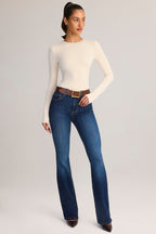 Chic Denim Mid-Rise Flared Jeans in Indigo