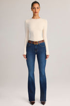 Chic Denim Mid-Rise Flared Jeans in Indigo