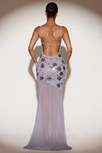 Chic Embellished Sweetheart-Neck Backless Gown in Lilac