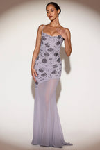 Chic Embellished Sweetheart-Neck Backless Gown in Lilac
