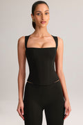 Chic Modal Square-Neck Top in Black