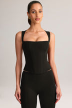Chic Modal Square-Neck Top in Black