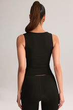 Chic Modal Square-Neck Top in Black