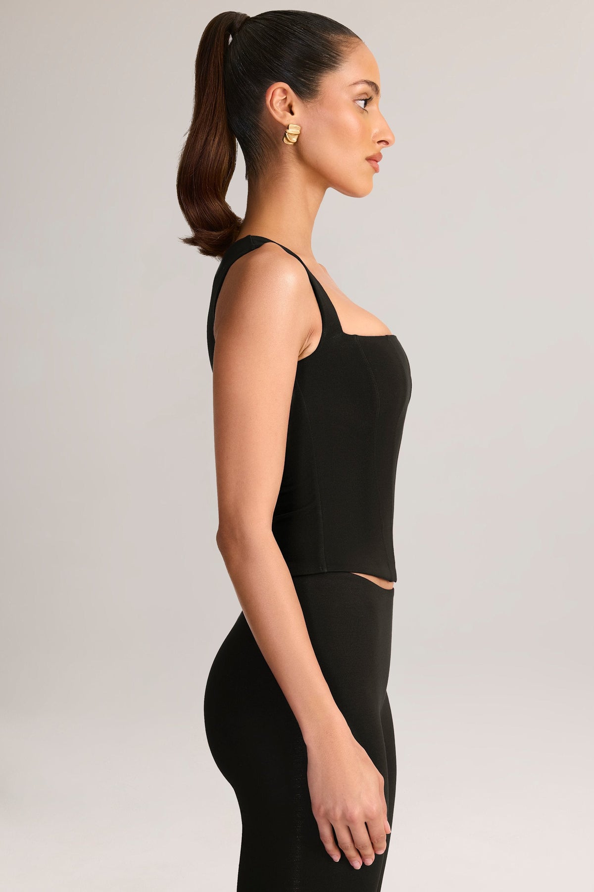Chic Modal Square-Neck Top in Black
