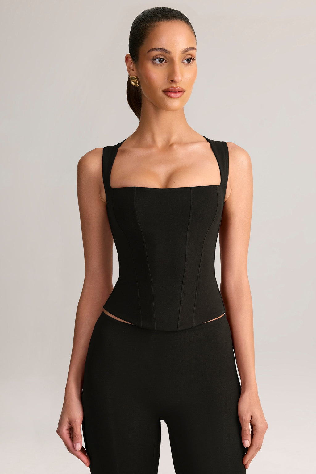 Chic Modal Square-Neck Top in Black