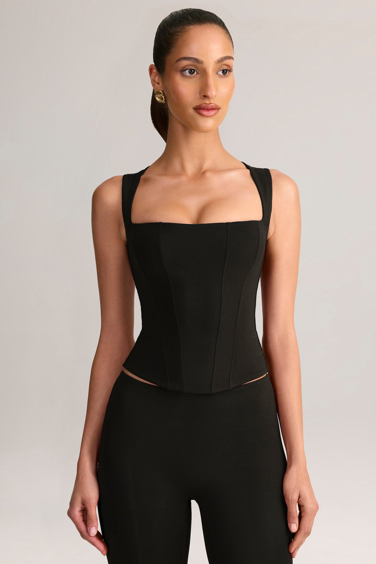 Chic Modal Square-Neck Top in Black