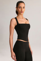 Chic Modal Square-Neck Top in Black