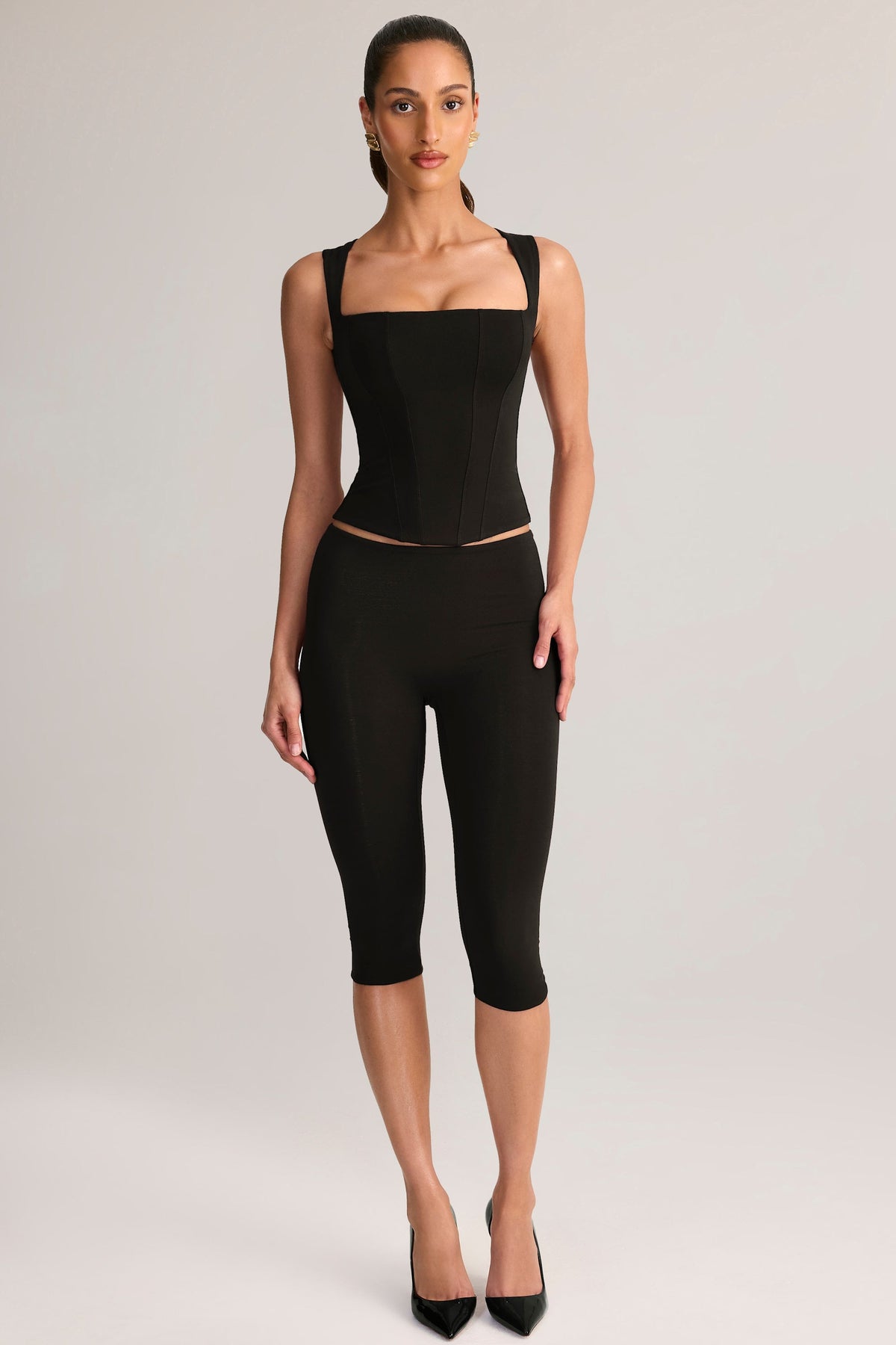 Chic Modal Square-Neck Top in Black