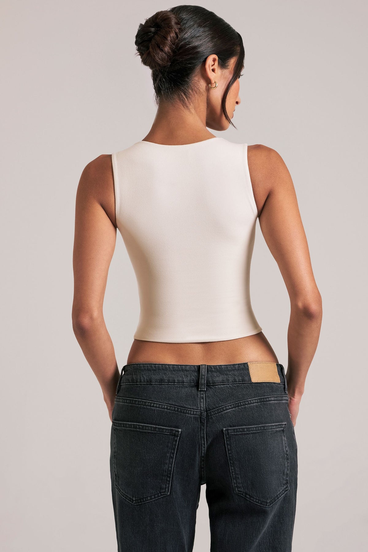 Chic Modal Square-Neck Top in Ivory