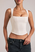 Chic Modal Square-Neck Top in Ivory