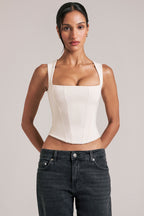 Chic Modal Square-Neck Top in Ivory
