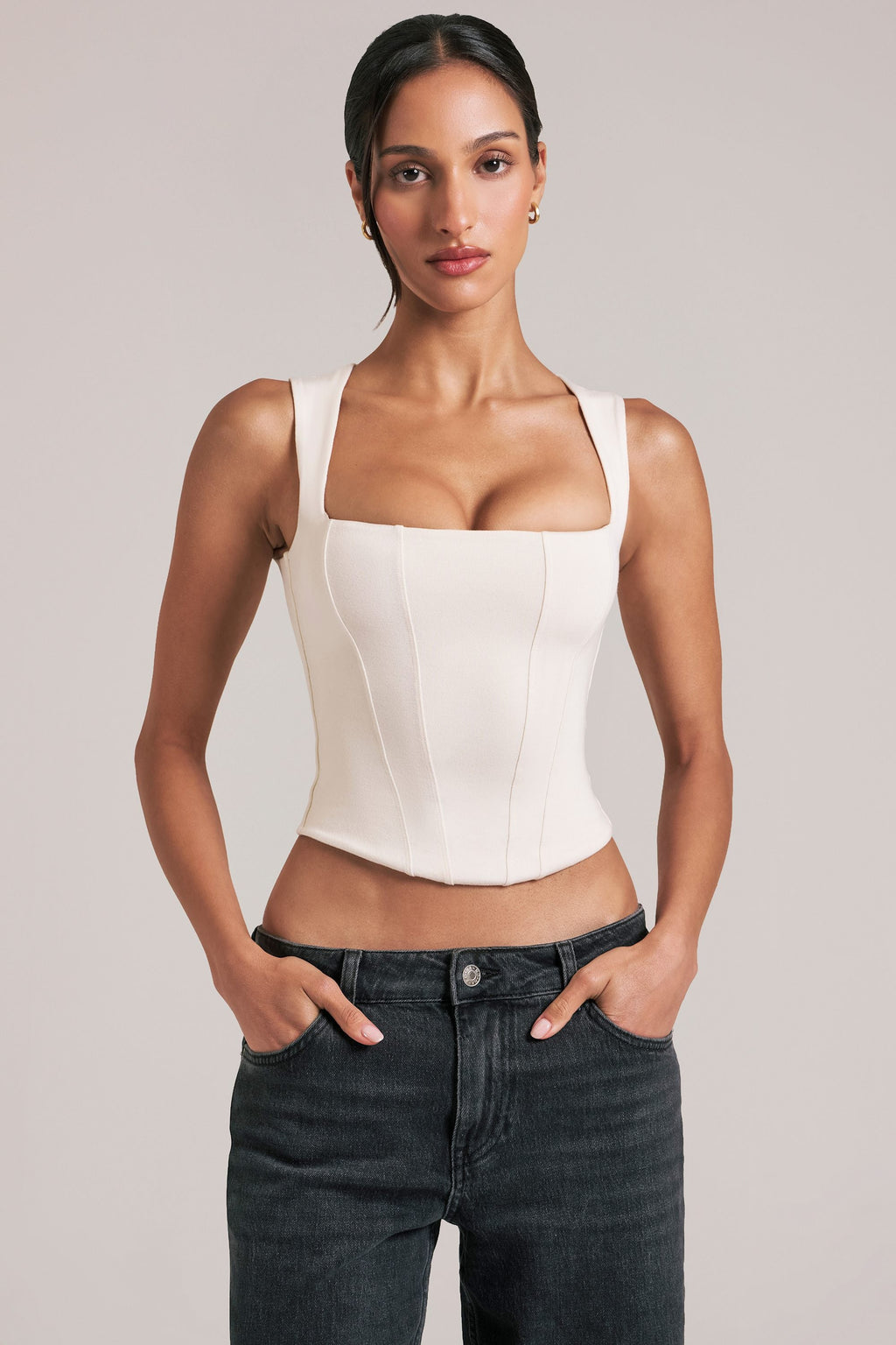 Chic Modal Square-Neck Top in Ivory