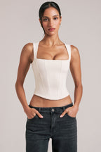 Chic Modal Square-Neck Top in Ivory