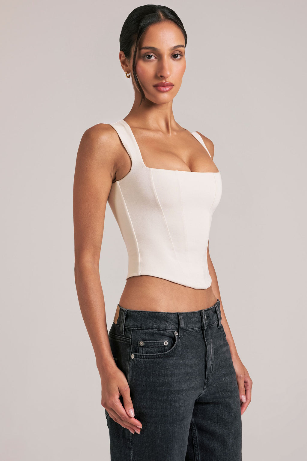 Chic Modal Square-Neck Top in Ivory