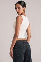 Chic Modal Square-Neck Top in Ivory
