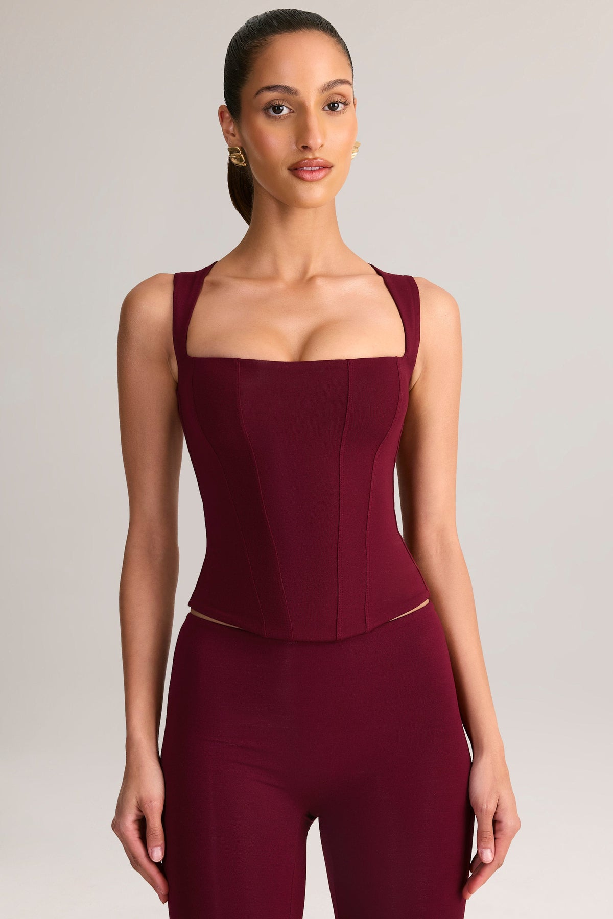 Chic Modal Square-Neck Top in Wine