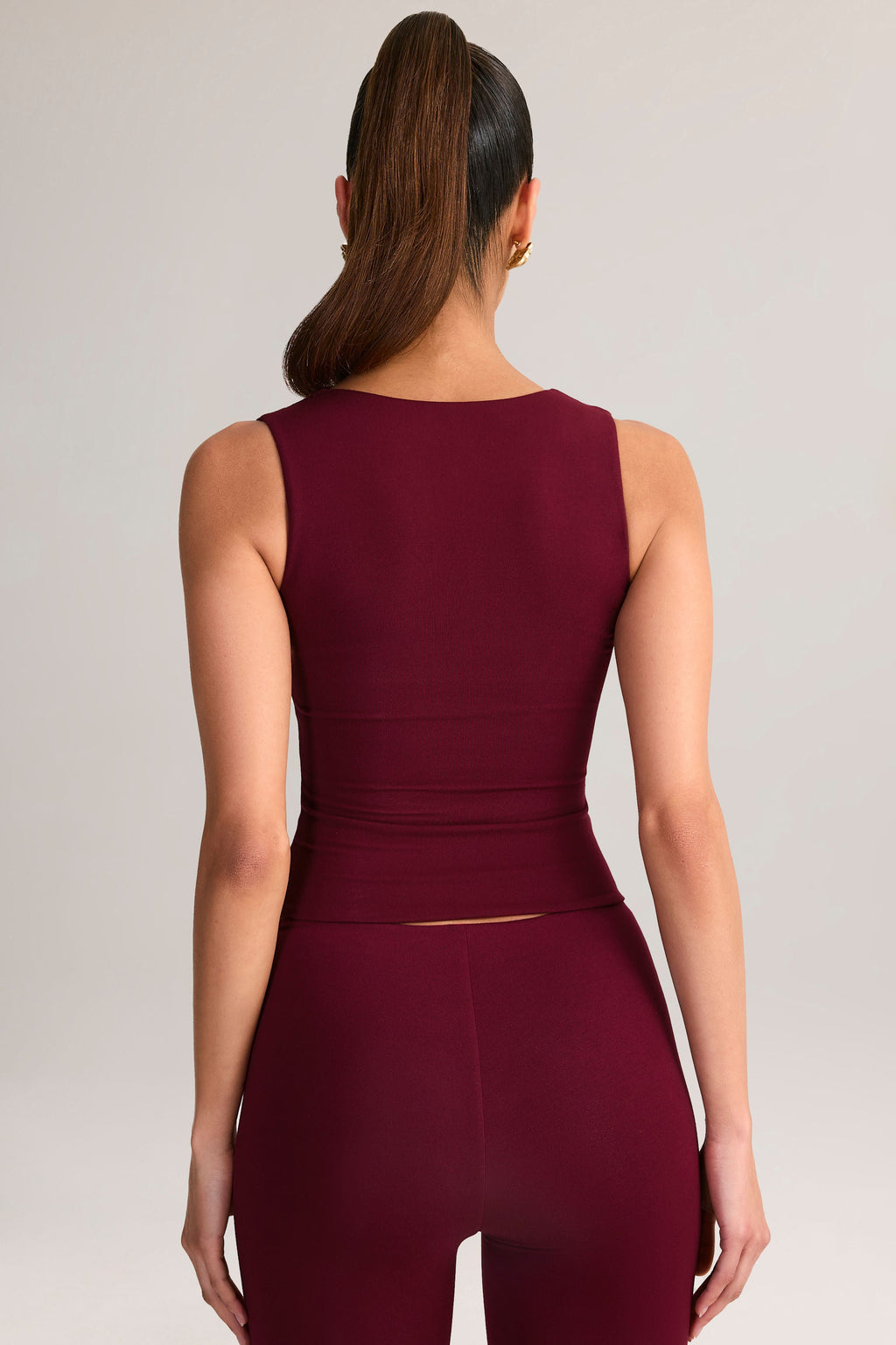 Chic Modal Square-Neck Top in Wine