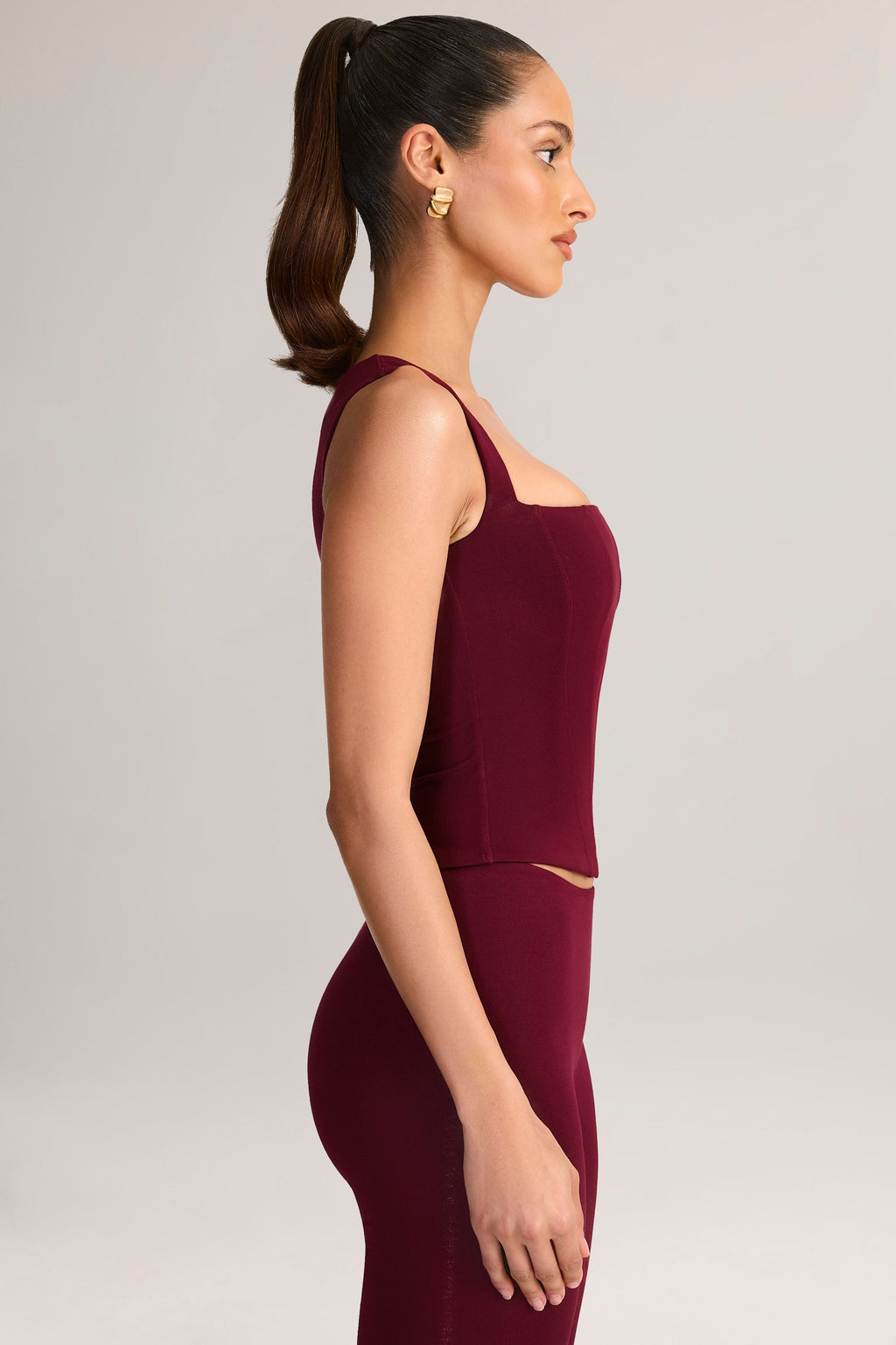 Chic Modal Square-Neck Top in Wine