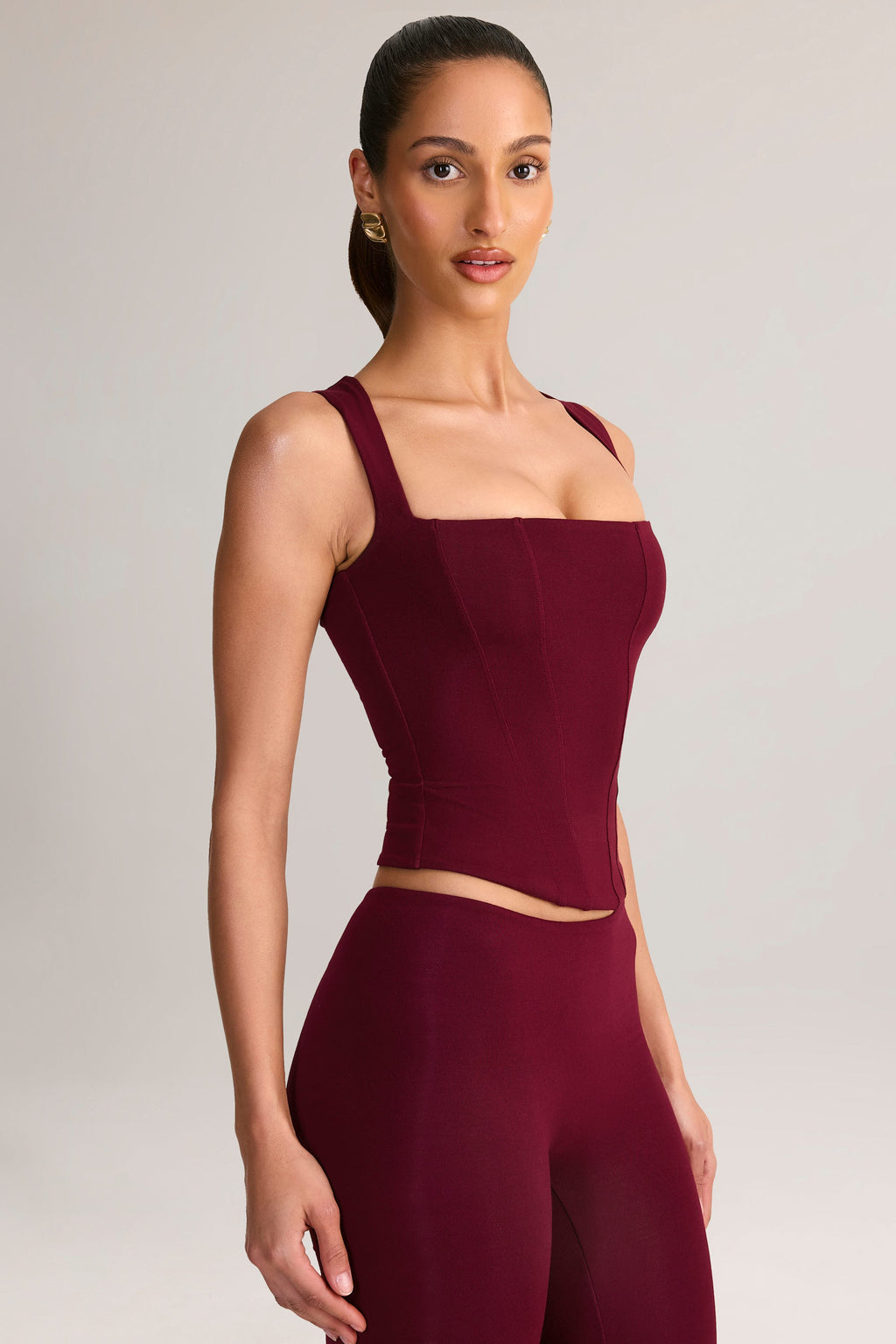 Chic Modal Square-Neck Top in Wine