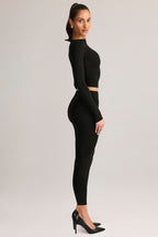 Chic Modal Mid-Rise Cropped Leggings in Black