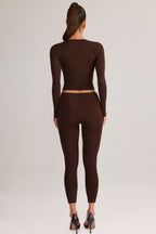 Chic Modal Mid-Rise Cropped Leggings in Chocolate Brown