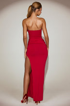 Chic Soft-Jersey Bandeau Cut-Out Maxi Dress in True Red