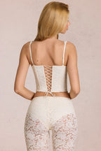 Chic Lace Soft-Scoop Boned Corset Top in Pearl