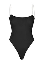 Chic Soft Mesh Invisible Strap Thong Bodysuit in Black