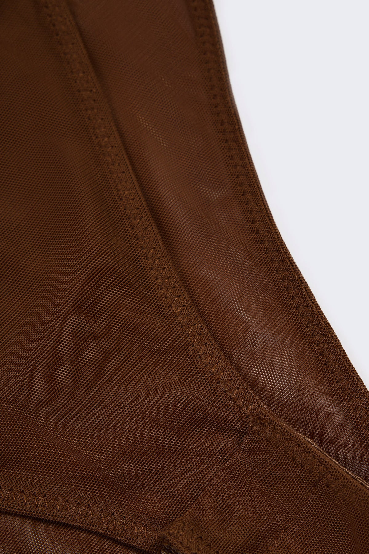 Chic Soft Mesh Invisible Strap Thong Bodysuit in Chestnut