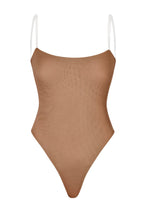 Chic Soft Mesh Invisible Strap Thong Bodysuit in Honey