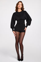 Chic Knit Long-Sleeve Cardigan in Black