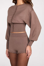 Chic Knit Long-Sleeve Cardigan in Mocha