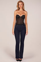 Chic Bandeau Lace-Up Corset Top in Black