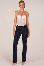 Chic Bandeau Lace-Up Corset Top in Ivory