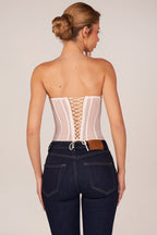 Chic Bandeau Lace-Up Corset Top in Ivory