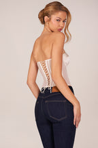 Chic Bandeau Lace-Up Corset Top in Ivory