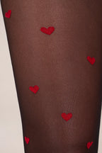 Chic Loveheart Print Tights in Black