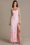 Chic Embellished Corset Gown in Baby Pink