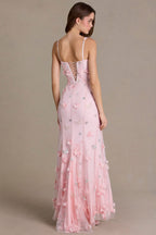 Chic Embellished Corset Gown in Baby Pink