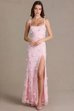 Chic Embellished Corset Gown in Baby Pink