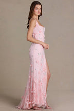 Chic Embellished Corset Gown in Baby Pink