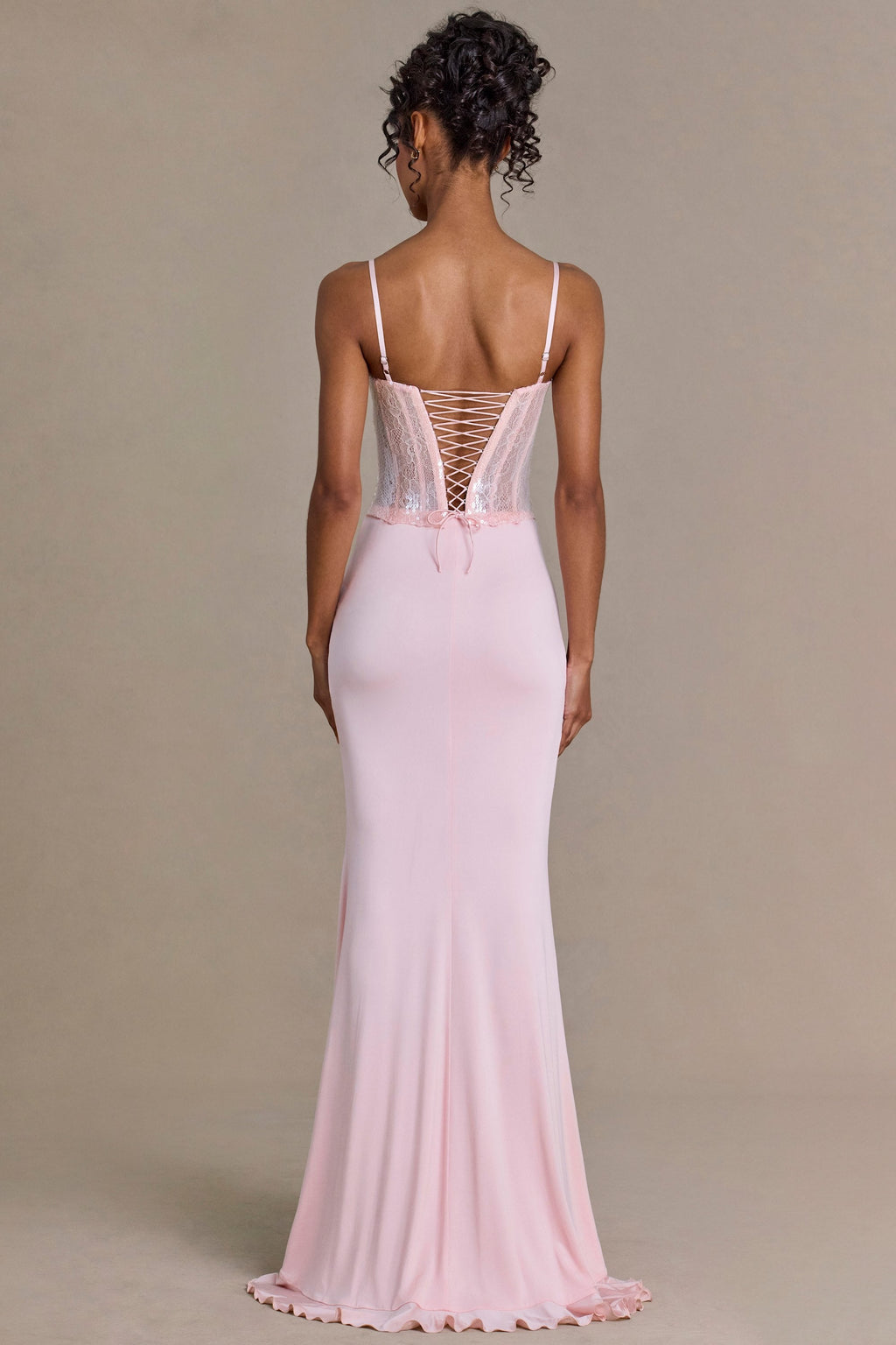 Chic Embellished Lace Corset Gown in Blossom