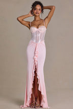 Chic Embellished Lace Corset Gown in Blossom