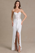 Chic Embellished Lace Corset Gown in Snow