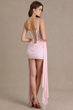 Chic Embellished Lace Corset Mini Dress in Blossom