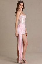 Chic Embellished Lace Corset Mini Dress in Blossom