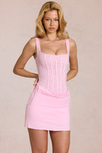 Chic Lace Corset Mini Dress in Blossom Pink