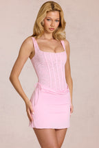 Chic Lace Corset Mini Dress in Blossom Pink