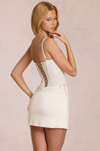 Chic Lace Corset Mini Dress in Pearl